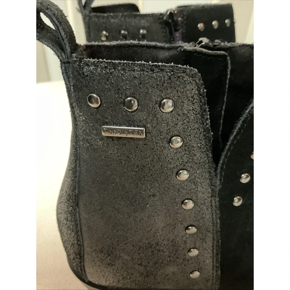 Suede Black Boots Womens‎ Sz 6 (37) Dry Tex Waterproof Pull On Side Zip Leather